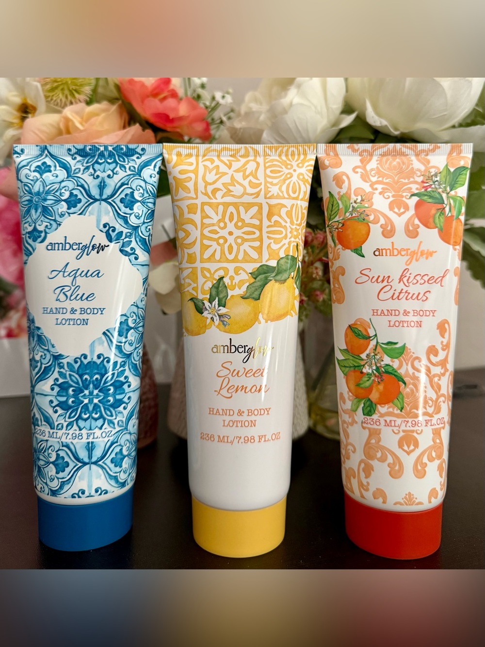 🆕🧴 AMBER GLOW LIMITED EDITION 3-PIECE HAND & BODY LOTION SET. BRAND NEW!